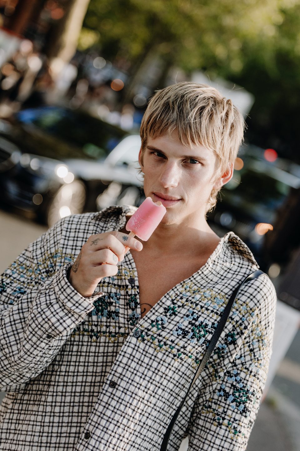 Outside the Dries Van Noten show in Paris — 2